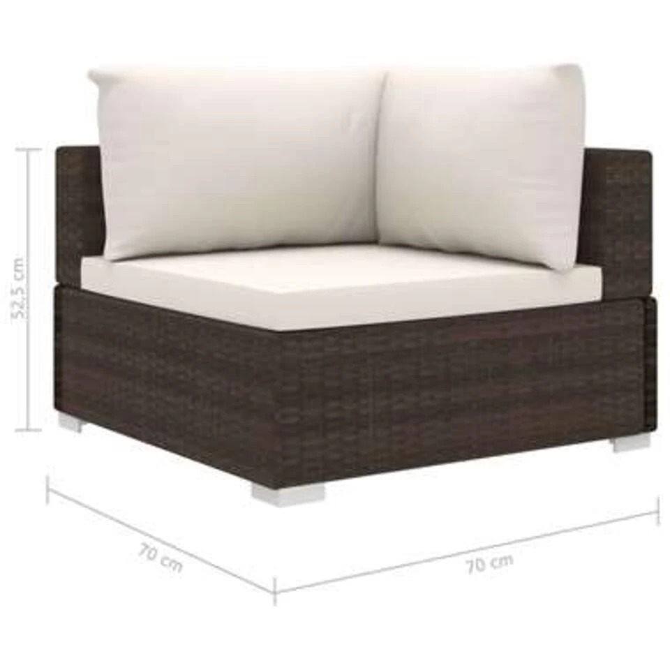 VidaXL 6-delige Loungeset Met Kussens Poly Rattan Bruin 3 VidaXL 6-delige Loungeset Met Kussens Poly Rattan Bruin - Afbeelding 3