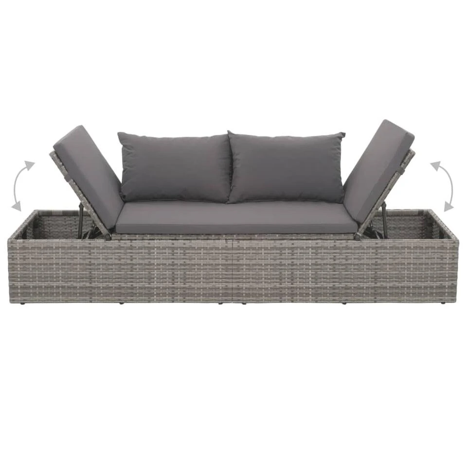 VidaXL Tuinbed 195x60 Cm Poly Rattan Grijs 3 VidaXL Tuinbed 195x60 Cm Poly Rattan Grijs - Afbeelding 3