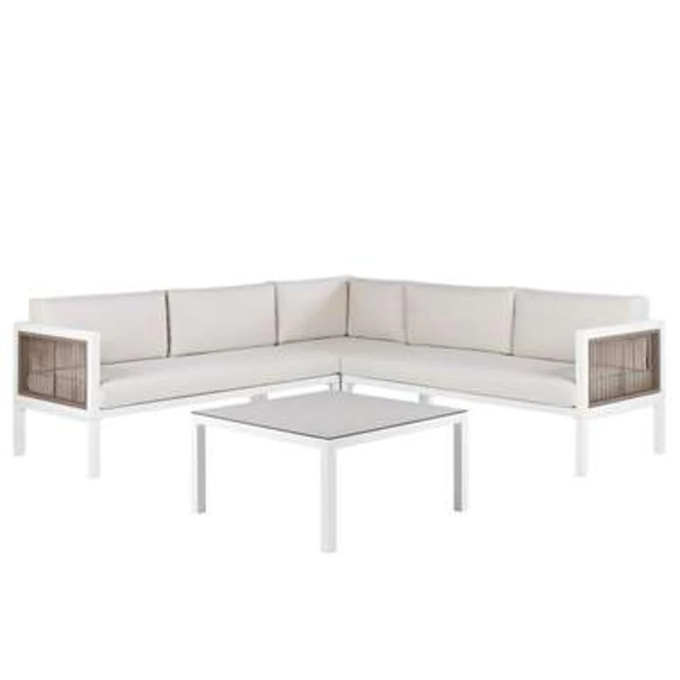 Beliani Loungeset BORELLO - Wit Aluminium 2 Beliani Loungeset BORELLO - Wit Aluminium - Afbeelding 2