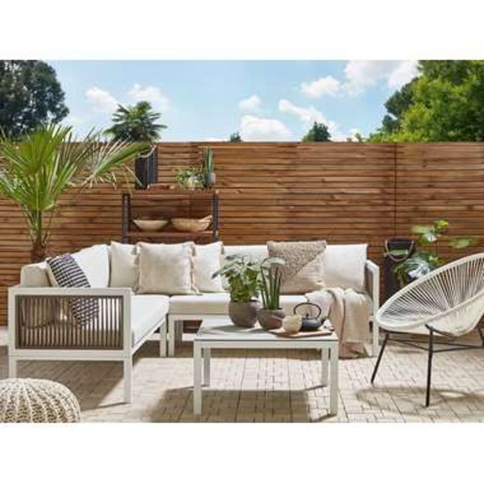 Beliani Loungeset BORELLO - Wit Aluminium 3 Beliani Loungeset BORELLO - Wit Aluminium - Afbeelding 3