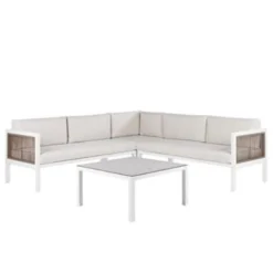 Beliani Loungeset BORELLO - Wit Aluminium