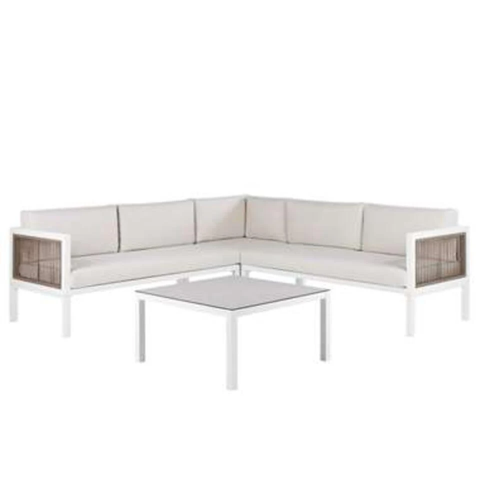 Beliani Loungeset BORELLO - Wit Aluminium 1 Beliani Loungeset BORELLO - Wit Aluminium
