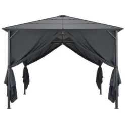 VidaXL Prieel Met Gordijn 3x3 M Aluminium Zwart 7 VidaXL Prieel Met Gordijn 3x3 M Aluminium Zwart -Aerocover Verkoop 2024 1000001222 0103