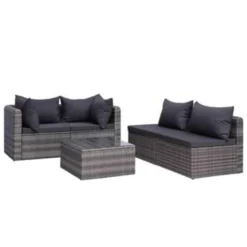 VidaXL 5-delige Loungeset Met Kussens Poly Rattan Grijs -Aerocover Verkoop 2026 1000002811 0102