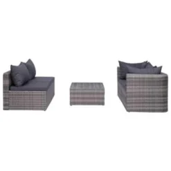 VidaXL 5-delige Loungeset Met Kussens Poly Rattan Grijs -Aerocover Verkoop 2026 1000002811 0103