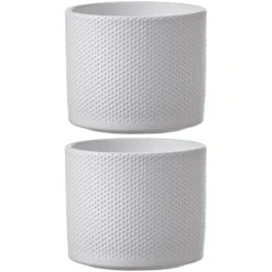 Mica Decorations Plantenpot - Wit - Relief - Keramiek - 17 X 14 Cm -Aerocover Verkoop 2024 1000005217 0104