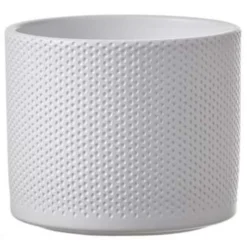 Mica Decorations Plantenpot - Wit - Relief - Keramiek - 17 X 14 Cm
