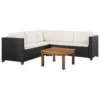 VidaXL 4-delige Loungeset Met Kussens Poly Rattan Zwart 124x65x62 Cm