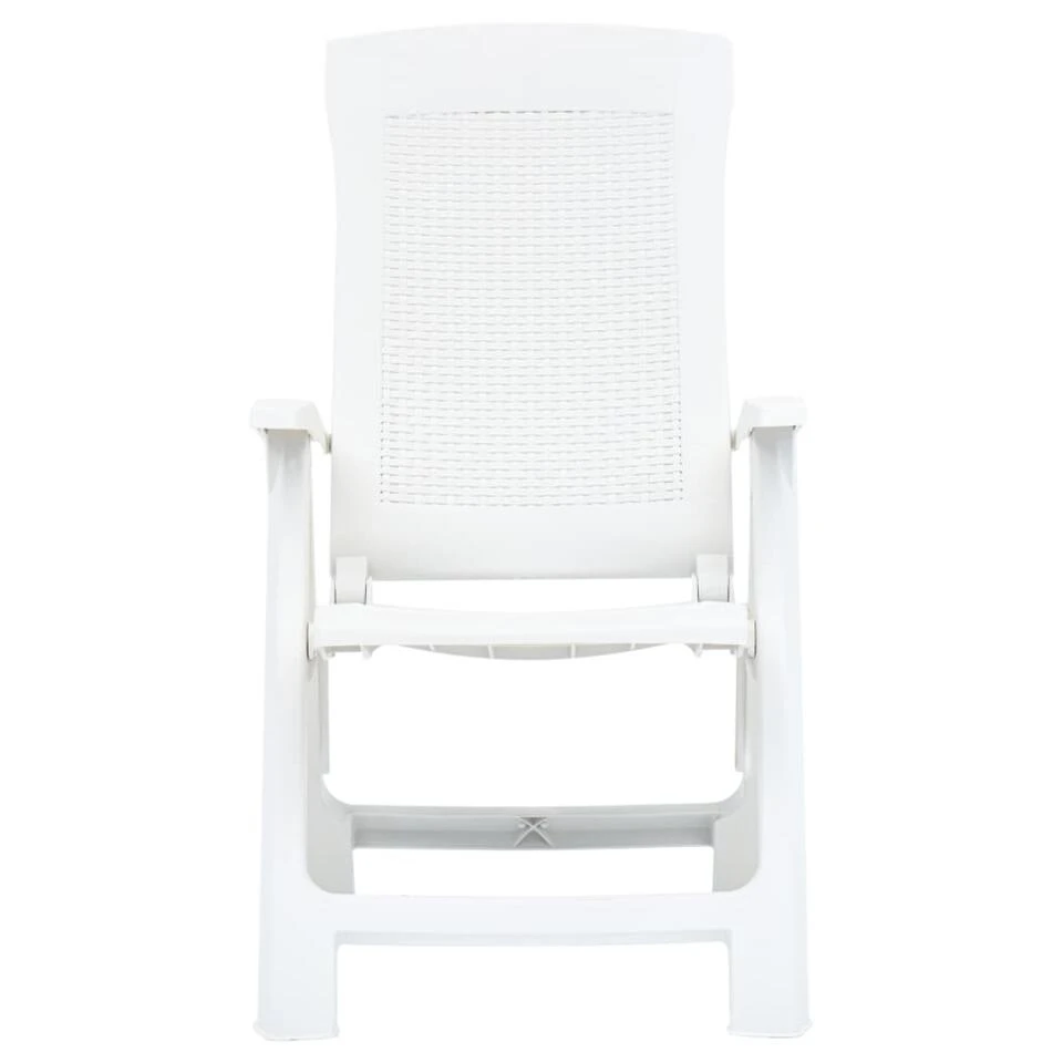 VidaXL Tuinstoelen 2 St Verstelbaar Kunststof Wit 3 VidaXL Tuinstoelen 2 St Verstelbaar Kunststof Wit - Afbeelding 3