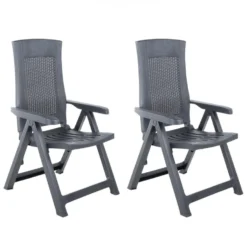 VidaXL Tuinstoelen 2 St Verstelbaar Kunststof Antracietkleurig