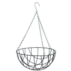 Nature Hanging Basket - Metaaldraad - Donkergroen - 13 X 25 X 25 Cm