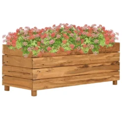 VidaXL Plantenbak Verhoogd 100x40x38 Cm Gerecycled Teakhout En Staal