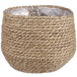 Merkloos Mica Decorations Bloempot - Rotan - Beige - Jute - 22 X 19 Cm