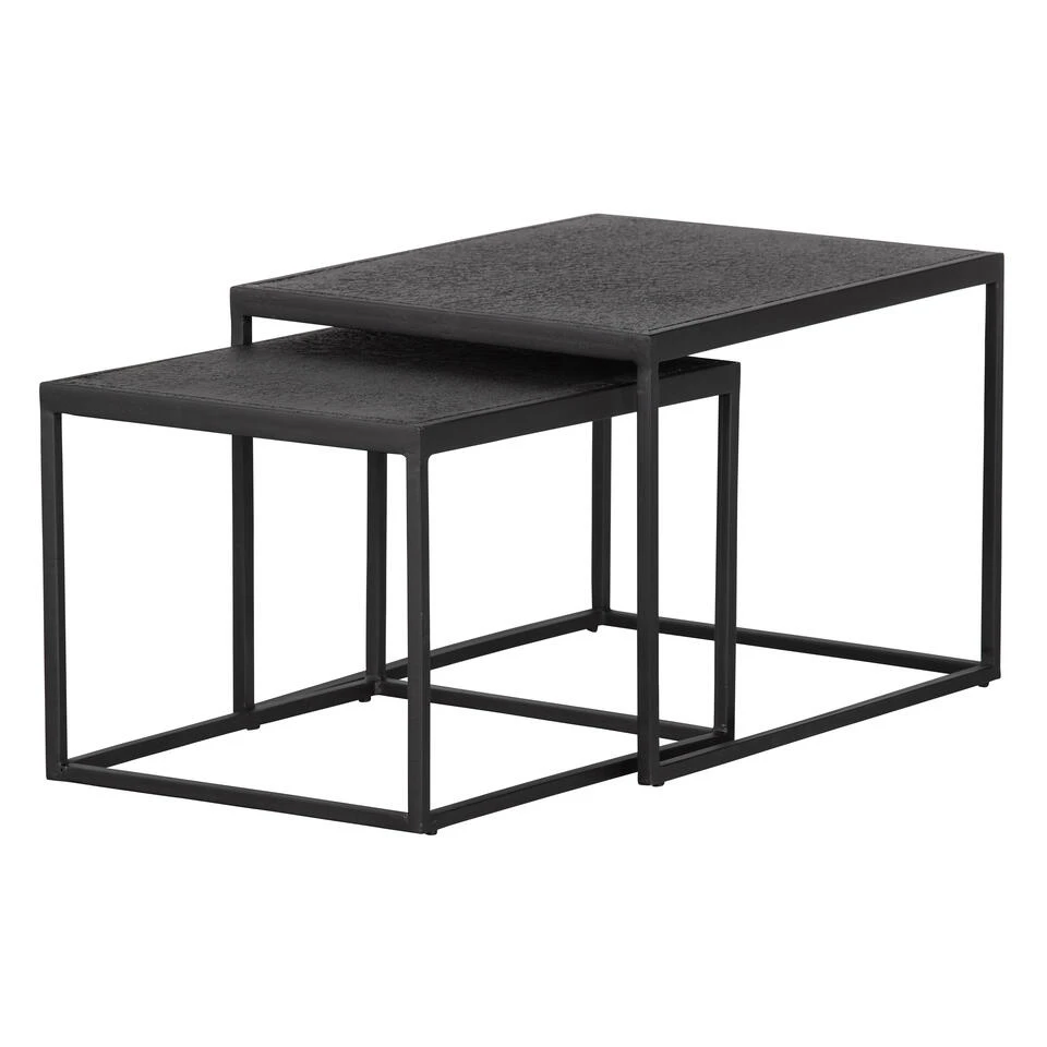 WOOOD Bijzettafels Buiten Febe - Metaal - Zwart - Set Van 2 4 WOOOD Bijzettafels Buiten Febe - Metaal - Zwart - Set Van 2 - Afbeelding 4