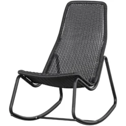 WOOOD Schommelstoel Buiten Tom - Rattan - Zwart - 97x51x95