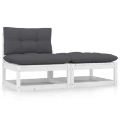 VidaXL 2-delige Loungeset Met Kussens Massief Grenenhout Wit