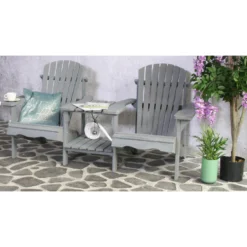 SenS-Line Adirondack Dubbele Tuinstoel - Hout - Grijs -Aerocover Verkoop 2024 1000038286 0103