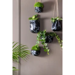 PRESENT TIME Bloempot Oval Wide - Zwart - 10,8x9,5cm -Aerocover Verkoop 2026 1000040306 0110