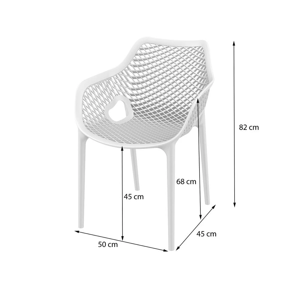 VDG - Madino Air Stapelbare Stoel - Wit 2 VDG - Madino Air Stapelbare Stoel - Wit - Afbeelding 2