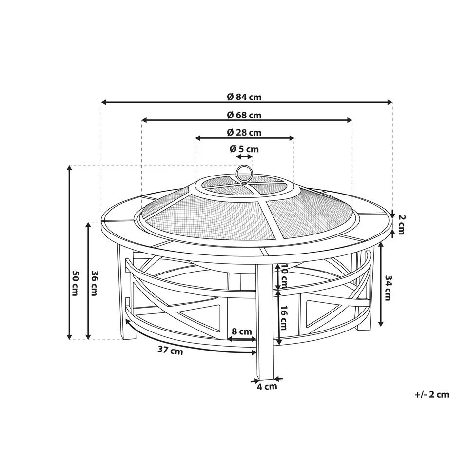 Beliani Vuurkorf Voor Hout HIERRO - Beige Staal 3 Beliani Vuurkorf Voor Hout HIERRO - Beige Staal - Afbeelding 3