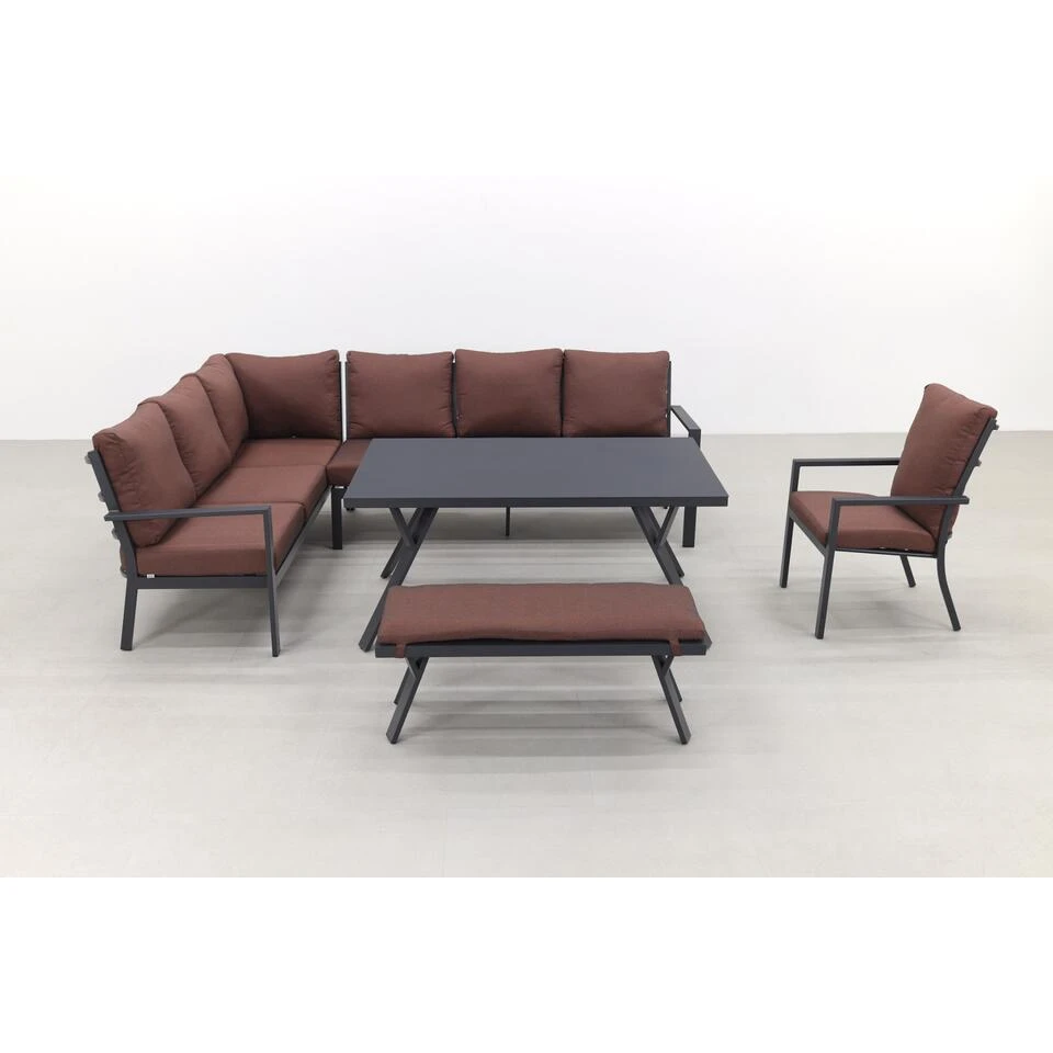 GI Sergio Lounge Dining Set Links - Black/Copper - 4-delig 3 GI Sergio Lounge Dining Set Links - Black/Copper - 4-delig - Afbeelding 3