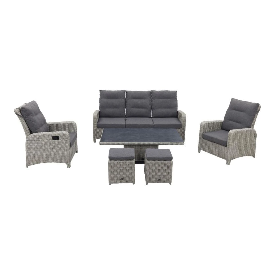 VDG Verstelbare Loungeset Hollywood Met Bijzetkrukjes- White Grey 1 VDG Verstelbare Loungeset Hollywood Met Bijzetkrukjes- White Grey