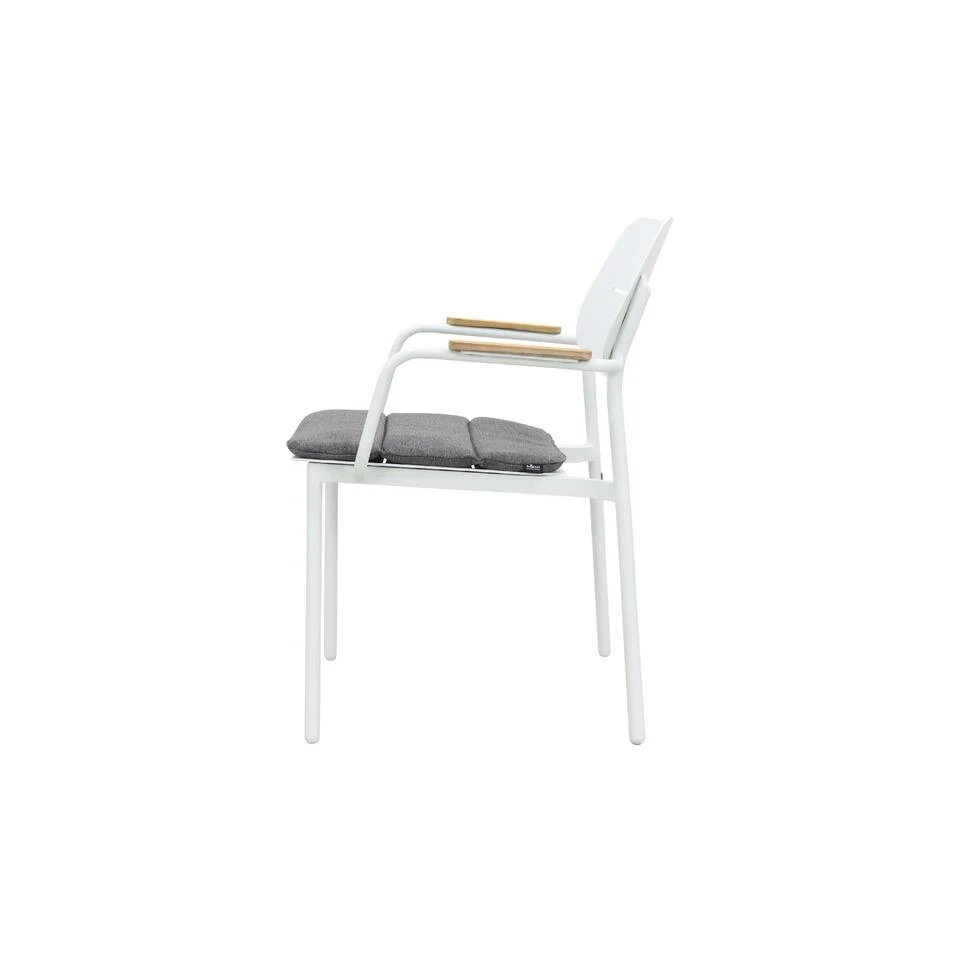 GreenChair Courage Dining Chair - Teak Armleuning - White 2 GreenChair Courage Dining Chair - Teak Armleuning - White - Afbeelding 2