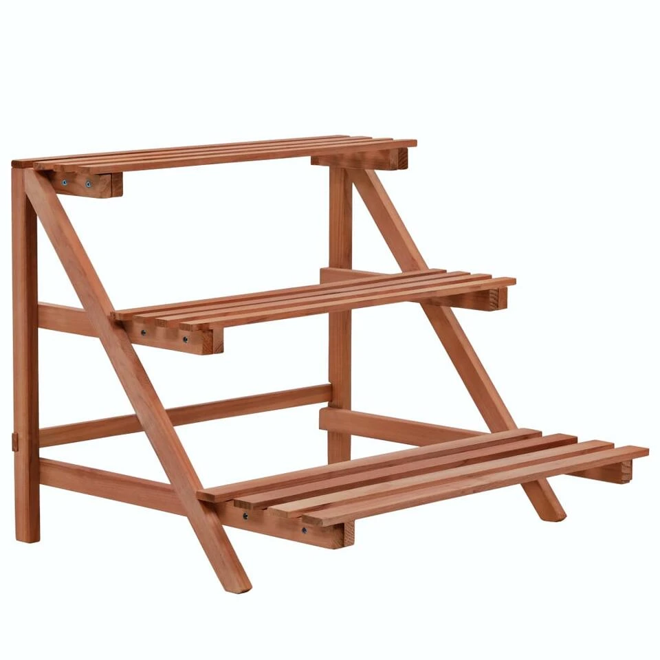 VidaXL Plantenstandaard 3-laags 48x45x40 Cm Cederhout 1 VidaXL Plantenstandaard 3-laags 48x45x40 Cm Cederhout