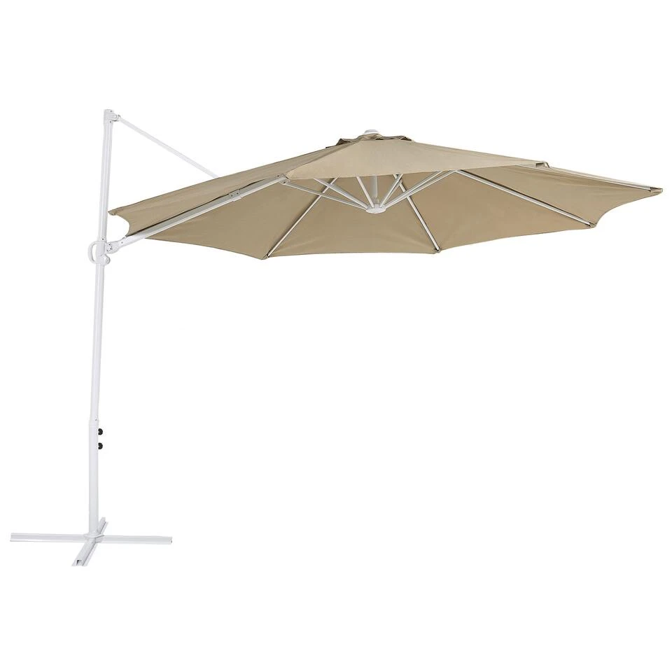 Beliani Cantilever Parasol SAVONA II - Beige Polyester 1 Beliani Cantilever Parasol SAVONA II - Beige Polyester