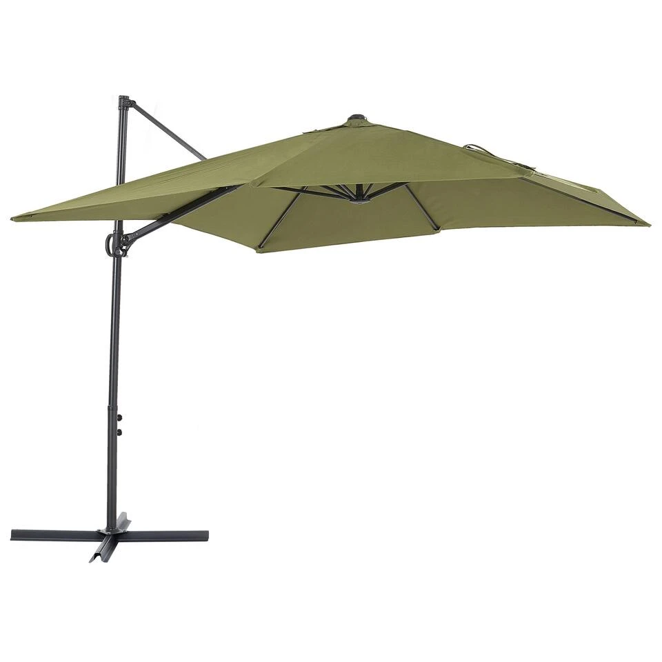 Beliani Cantilever Parasol MONZA II - Groen Polyester 1 Beliani Cantilever Parasol MONZA II - Groen Polyester