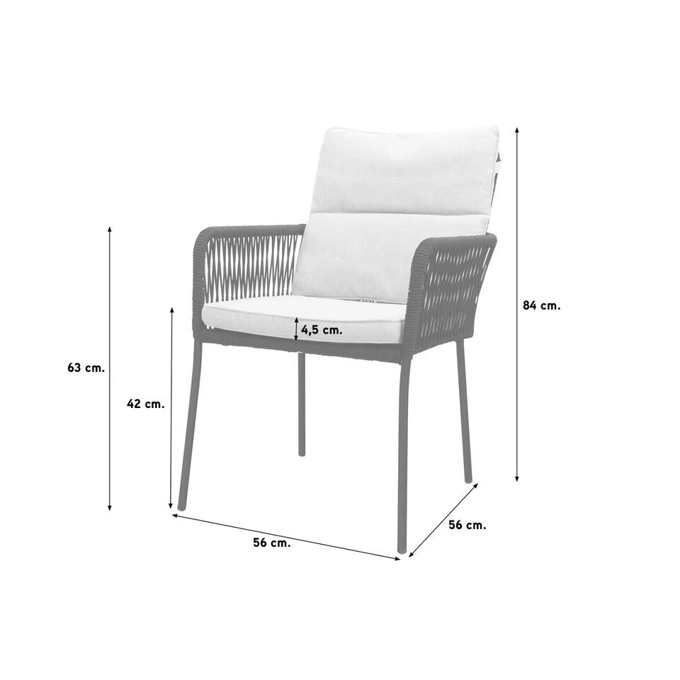 Teresa Dining Rope Tuinstoel - Yellow 2 Teresa Dining Rope Tuinstoel - Yellow - Afbeelding 2