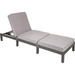 Tectake Wicker Ligstoel Sofia - Wicker- Ligbed Voor Tuin - Grijs