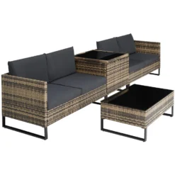 Tectake - Wicker Loungeset - Ostuni Natuurkleur -Aerocover Verkoop 2024 1000077855 0103