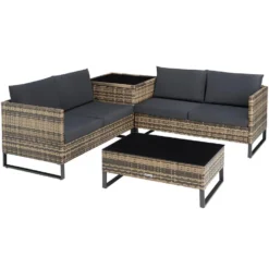 Tectake - Wicker Loungeset - Ostuni Natuurkleur