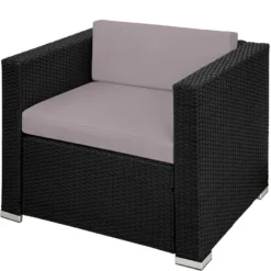 Tectake - Loungeset Milaan - Wicker - Zwart -Aerocover Verkoop 2024 1000077858 0102