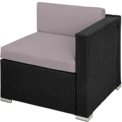 Tectake - Loungeset Milaan - Wicker - Zwart -Aerocover Verkoop 2024 1000077858 0103