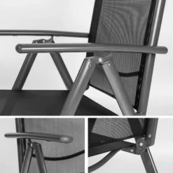 Tectake - Aluminium Tuinstoel / Tuin Stoel Antraciet - Zwart -Aerocover Verkoop 2024 1000078044 0103