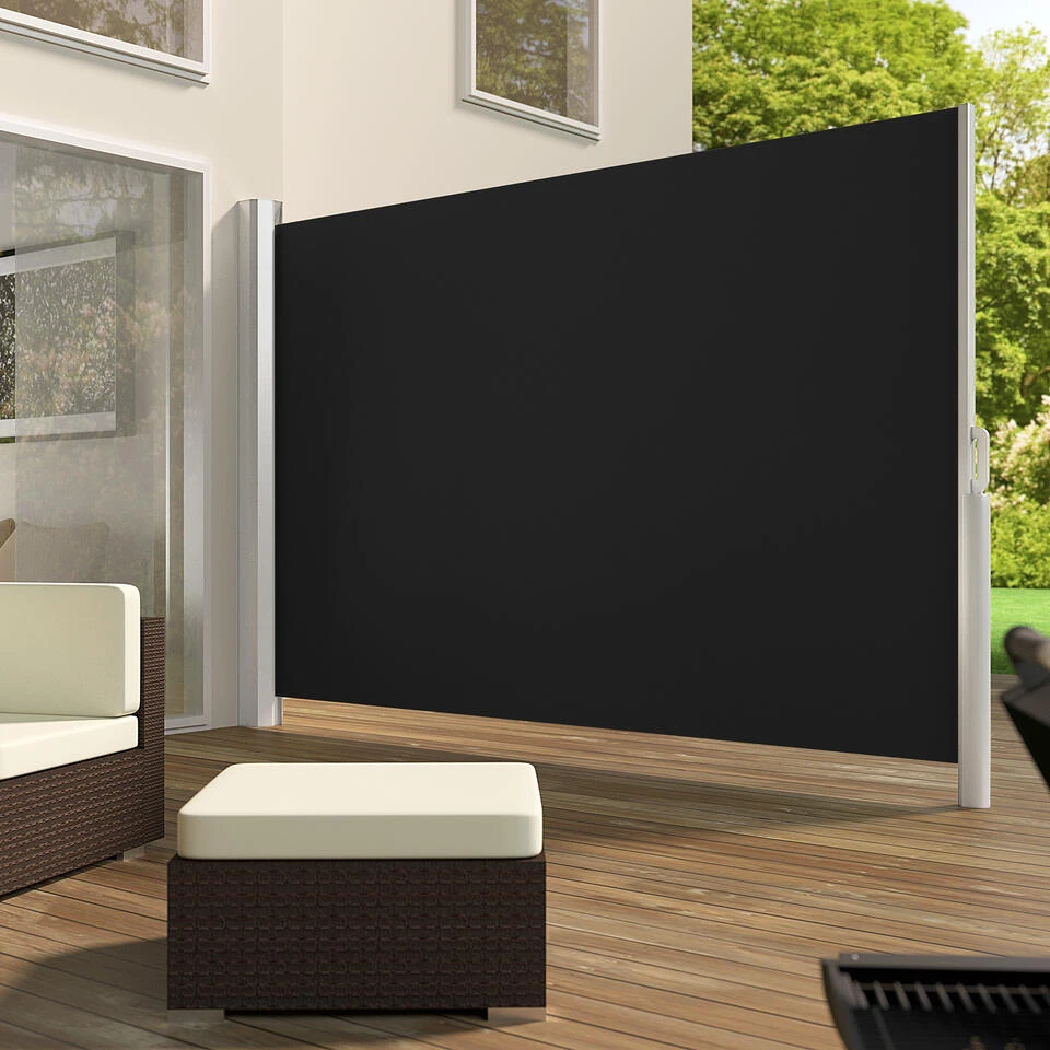 Tectake - Uittrekbaar Aluminium Windscherm Tuinscherm 200 X 300 Cm Zwart 2 Tectake - Uittrekbaar Aluminium Windscherm Tuinscherm 200 X 300 Cm Zwart - Afbeelding 2