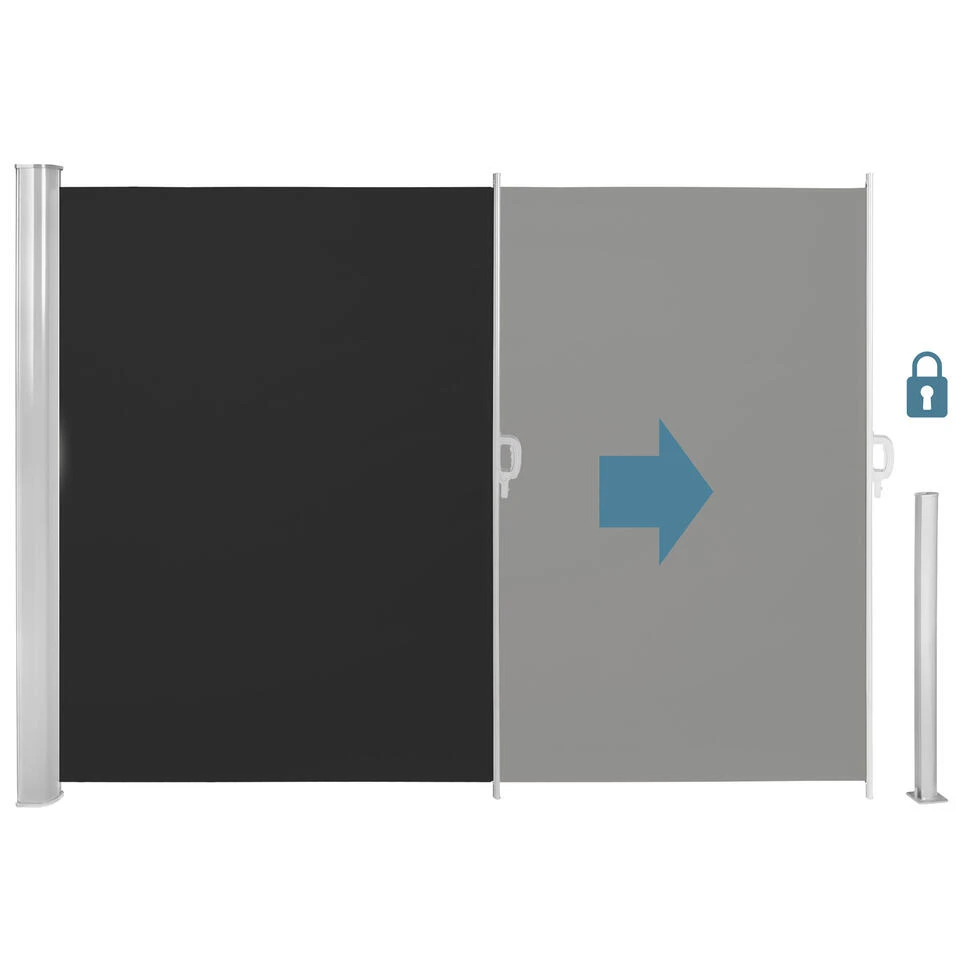 Tectake - Uittrekbaar Aluminium Windscherm Tuinscherm 200 X 300 Cm Zwart 3 Tectake - Uittrekbaar Aluminium Windscherm Tuinscherm 200 X 300 Cm Zwart - Afbeelding 3