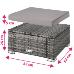 Tectake - Wicker Zitkruk -grijs- 53 X 53 X 26 Cm -Aerocover Verkoop 2024 1000083108 0103