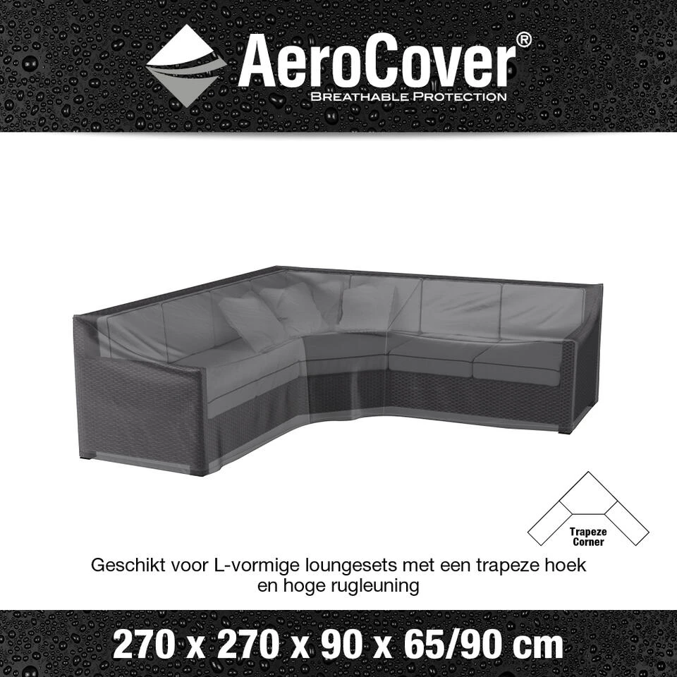Aerocover Loungesethoes 270x270x90x65 Cm - L- Vorm Trapeze 2 Aerocover Loungesethoes 270x270x90x65 Cm - L- Vorm Trapeze - Afbeelding 2