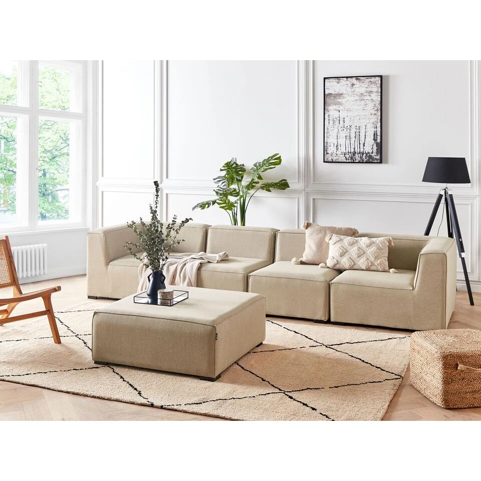 Beliani Loungeset AREZZO - Beige Polyester 3 Beliani Loungeset AREZZO - Beige Polyester - Afbeelding 3