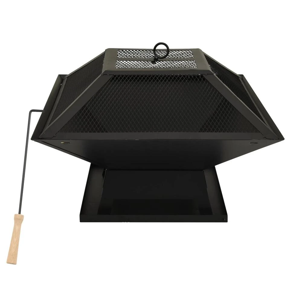 VidaXL Vuurschaal En Barbecue 2-in-1 Met Pook 46,5x46,5x37 Cm Staal 1 VidaXL Vuurschaal En Barbecue 2-in-1 Met Pook 46,5x46,5x37 Cm Staal