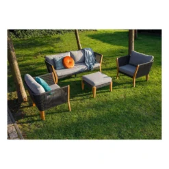 Exotan Hocker Buiten San Remo - Teak - Grijs - 31x63x63 -Aerocover Verkoop 2024 1000088954 0102