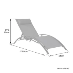 Happy Garden Zonnebedden GALAPAGOS - Grijs - Aluminium -Aerocover Verkoop 2024 1000094866 0104