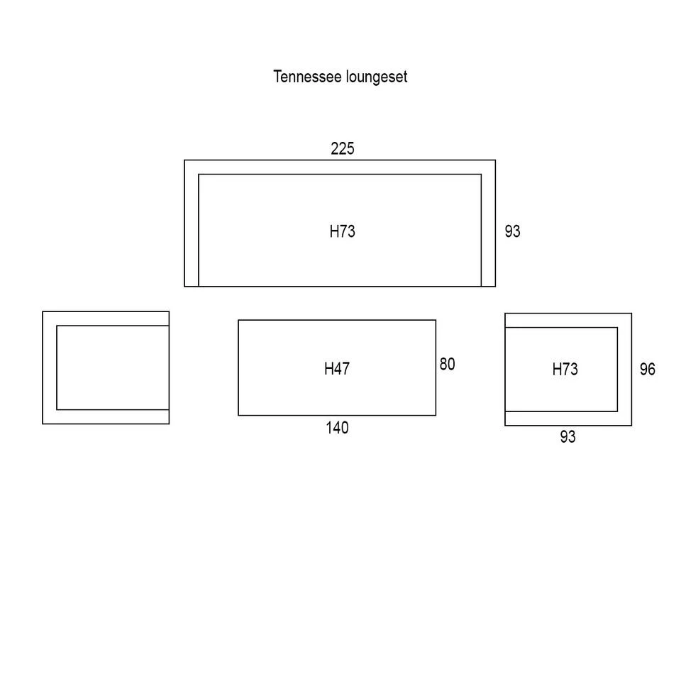 Garden Impressions Tennesee Loungeset 4-delig - Grijs 2 Garden Impressions Tennesee Loungeset 4-delig - Grijs - Afbeelding 2