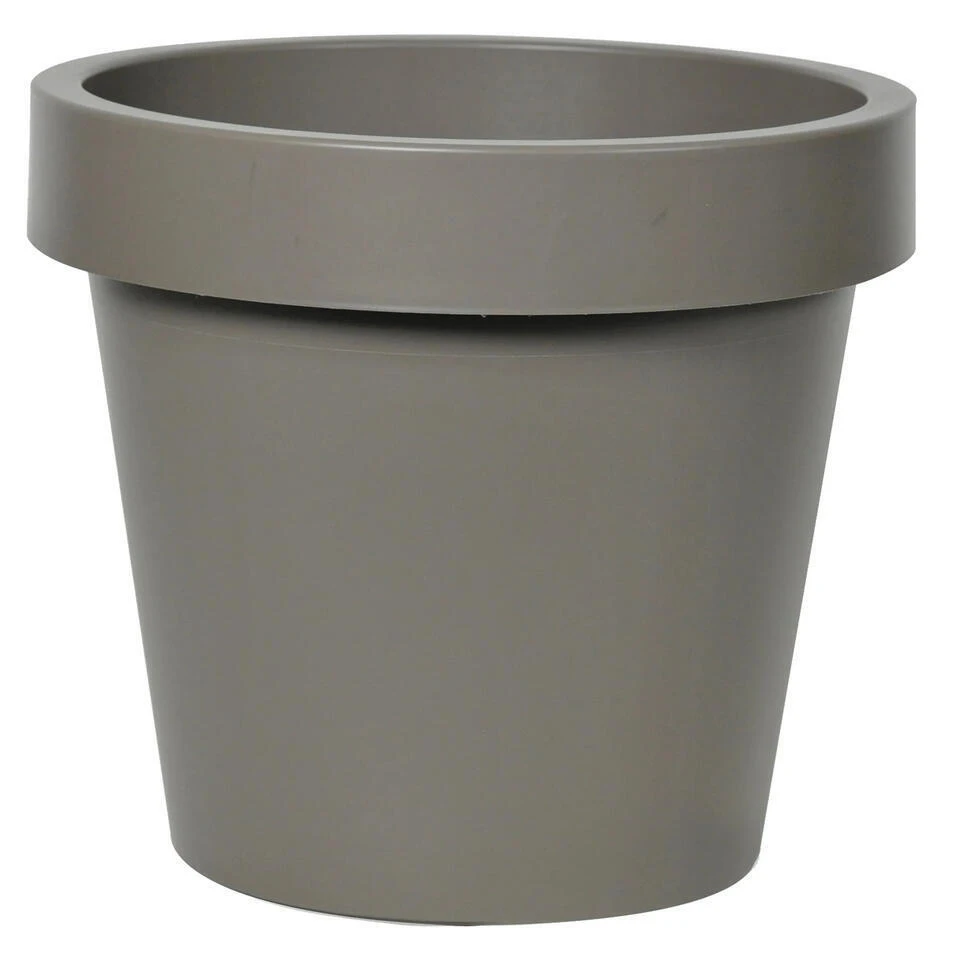 Mega Collections Plantenpot/bloempot - Kunststof - Taupe - D25 Cm 1 Mega Collections Plantenpot/bloempot - Kunststof - Taupe - D25 Cm