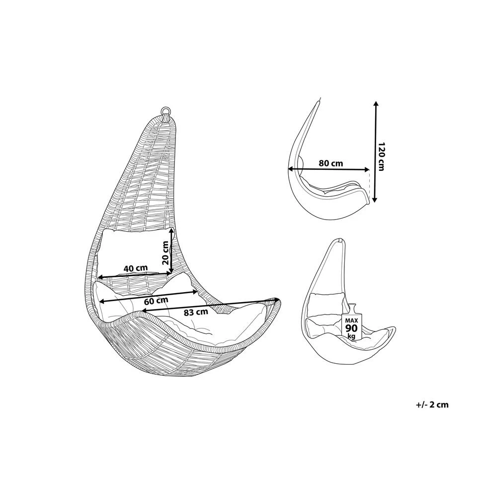 Beliani Hangstoel ATRI - Zwart Pe Rotan 3 Beliani Hangstoel ATRI - Zwart Pe Rotan - Afbeelding 3