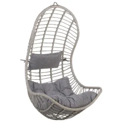 Beliani Hangstoel PINETO - Grijs Pe Rotan