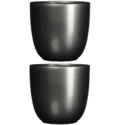 Mica Decorations Bloempot - Antraciet Grijs - Keramiek - 22 X 20 Cm -Aerocover Verkoop 2024 1425044389 0103